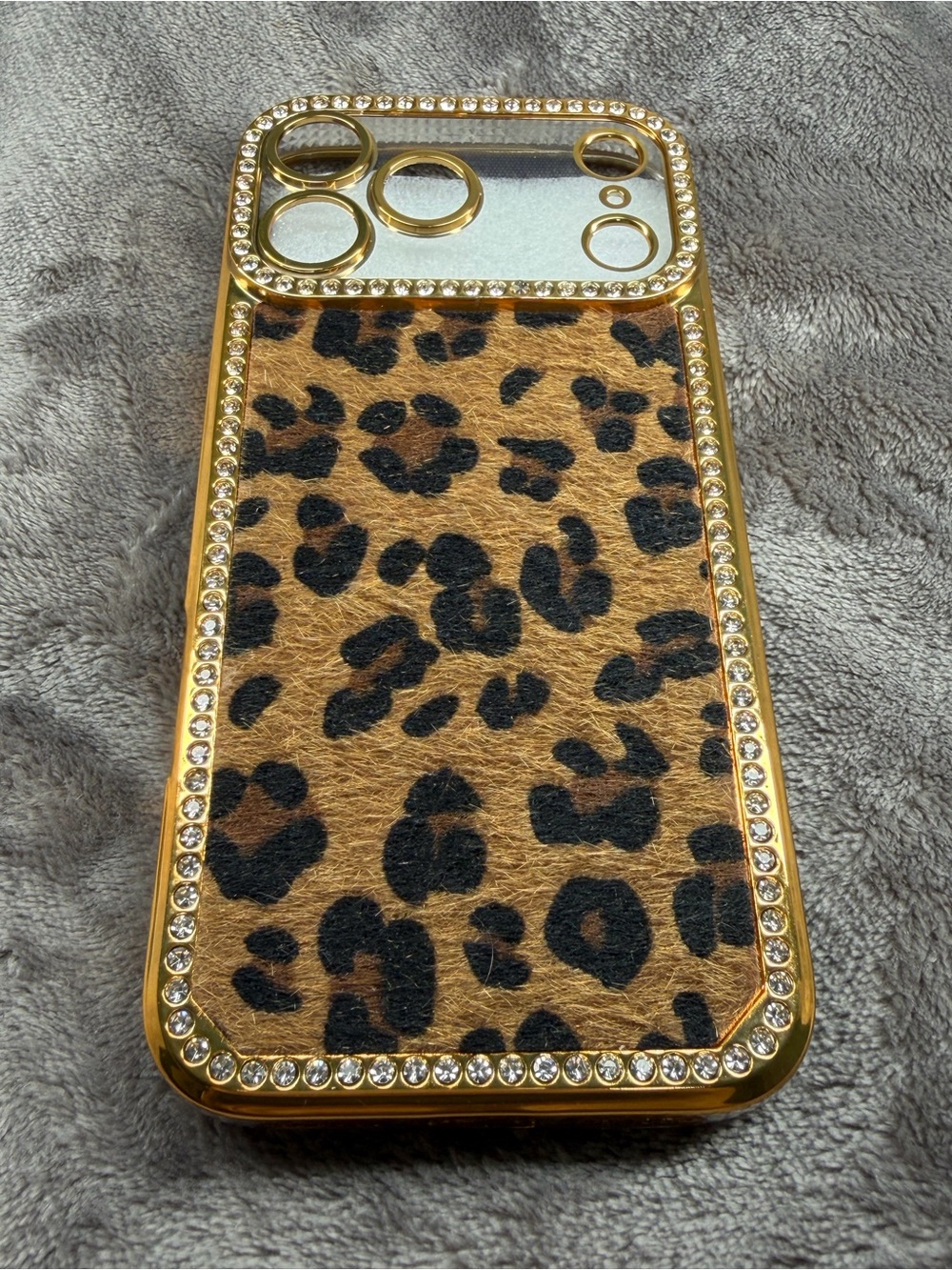 Gold Leopard Print Bling Phone Case iphone 17 pro max - Stylish Protective Cover